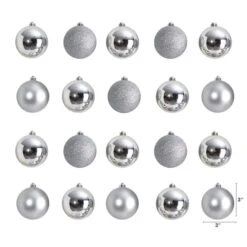 20ct. 3" Silver Shatterproof Christmas Ornaments -Northlight Shop D479050S 2