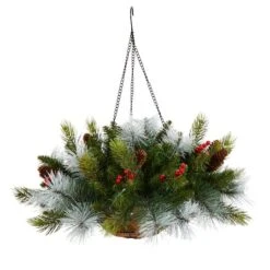 2ft. LED Pine & Berries Artificial Christmas Hanging Basket -Northlight Shop D479055S 3