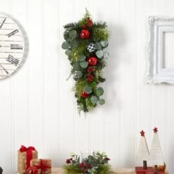 26" Christmas Greenery Ornament Teardrop Swag 9 26" Christmas Greenery Ornament Teardrop Swag -Northlight Shop D479058S 3
