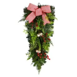 26" Bells & Bow Christmas Teardrop Swag