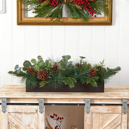 30" Evergreen Pine & Pine Cone Artificial Christmas Centerpiece 7 30" Evergreen Pine & Pine Cone Artificial Christmas Centerpiece - Image 5