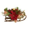18" Christmas Sleigh With Poinsettia, Berries & Pinecone Artificial Arrangement With Ornaments -Northlight Shop D479083S 1