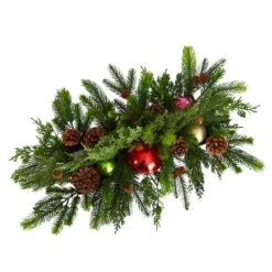 24" Cedar Pine, Pinecones & Ornaments Artificial Christmas Arrangement In Tin Vase 13 24" Cedar Pine, Pinecones & Ornaments Artificial Christmas Arrangement In Tin Vase -Northlight Shop D479089S 4