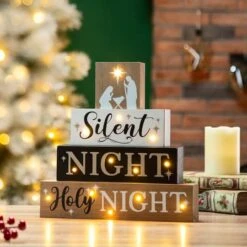 Glitzhome® 12" LED Lighted Nativity Block Word Sign 13 Glitzhome® 12" LED Lighted Nativity Block Word Sign -Northlight Shop D479430S 2