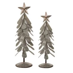 Glitzhome® Galvanized Metal Christmas Tree Table Décor Set 9 Glitzhome® Galvanized Metal Christmas Tree Table Décor Set -Northlight Shop D479432S 1 1