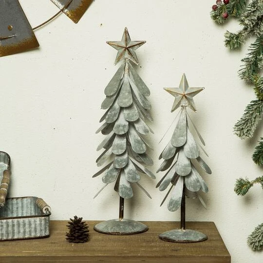 Glitzhome® Galvanized Metal Christmas Tree Table Décor Set 6 Glitzhome® Galvanized Metal Christmas Tree Table Décor Set - Image 4