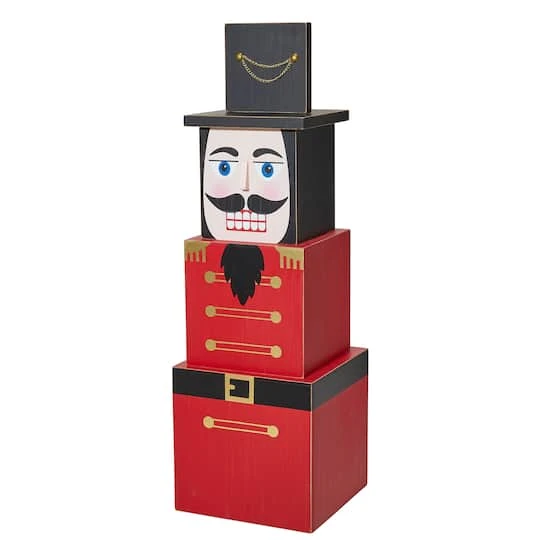 Glitzhome® 36" Wooden Block Nutcracker Porch Décor 3 Glitzhome® 36" Wooden Block Nutcracker Porch Décor