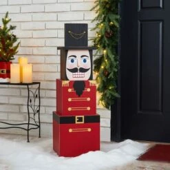 Glitzhome® 36" Wooden Block Nutcracker Porch Décor 13 Glitzhome® 36" Wooden Block Nutcracker Porch Décor -Northlight Shop D479475S 2