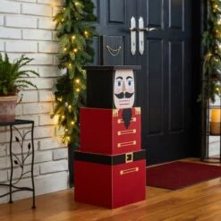 Glitzhome® 36" Wooden Block Nutcracker Porch Décor 14 Glitzhome® 36" Wooden Block Nutcracker Porch Décor -Northlight Shop D479475S 3
