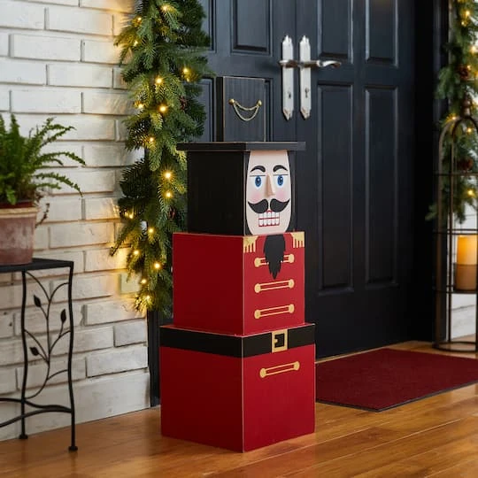 Glitzhome® 36" Wooden Block Nutcracker Porch Décor 6 Glitzhome® 36" Wooden Block Nutcracker Porch Décor - Image 4