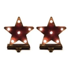 Glitzhome® 7" Marquee LED Star Stocking Holder Set -Northlight Shop D479487S 1 1
