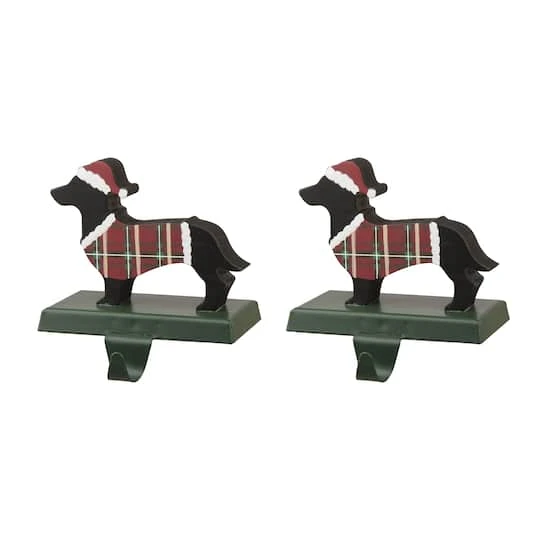 Glitzhome® 6" Wooden & Metal Dachshund Stocking Holder 4 Glitzhome® 6" Wooden & Metal Dachshund Stocking Holder - Image 2