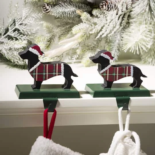 Glitzhome® 6" Wooden & Metal Dachshund Stocking Holder 5 Glitzhome® 6" Wooden & Metal Dachshund Stocking Holder - Image 3