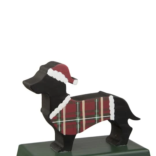 Glitzhome® 6" Wooden & Metal Dachshund Stocking Holder 6 Glitzhome® 6" Wooden & Metal Dachshund Stocking Holder - Image 4