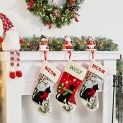Glitzhome® 7" Santa, Snowman & Penguin Stocking Holder Set 14 Glitzhome® 7" Santa, Snowman & Penguin Stocking Holder Set -Northlight Shop D479500S 3