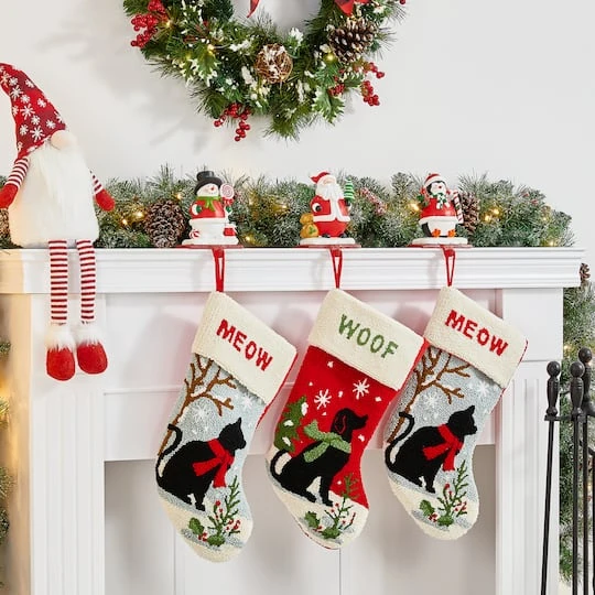 Glitzhome® 7" Santa, Snowman & Penguin Stocking Holder Set 6 Glitzhome® 7" Santa, Snowman & Penguin Stocking Holder Set - Image 4