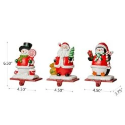 Glitzhome® 7" Santa, Snowman & Penguin Stocking Holder Set 16 Glitzhome® 7" Santa, Snowman & Penguin Stocking Holder Set -Northlight Shop D479500S 5