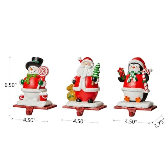 Glitzhome® 7" Santa, Snowman & Penguin Stocking Holder Set 8 Glitzhome® 7" Santa, Snowman & Penguin Stocking Holder Set - Image 6