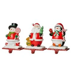 Glitzhome® 7" Santa, Snowman & Penguin Stocking Holder Set 17 Glitzhome® 7" Santa, Snowman & Penguin Stocking Holder Set -Northlight Shop D479500S 6