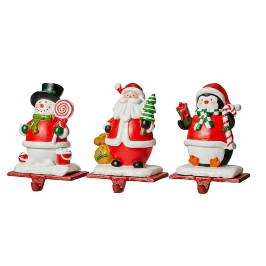 Glitzhome® 7" Santa, Snowman & Penguin Stocking Holder Set 9 Glitzhome® 7" Santa, Snowman & Penguin Stocking Holder Set - Image 7