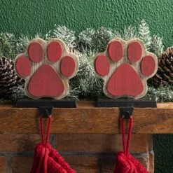 Glitzhome® Paw Print Christmas Stocking Holder Set -Northlight Shop D479511S 2