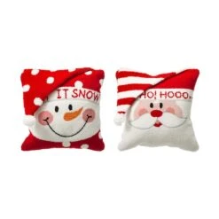 Glitzhome® Hooked 3D Santa & Snowman Throw Pillow Set -Northlight Shop D479533S 1 1