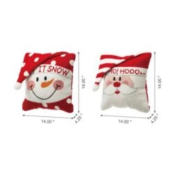 Glitzhome® Hooked 3D Santa & Snowman Throw Pillow Set -Northlight Shop D479533S 6