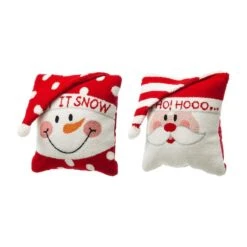 Glitzhome® Hooked 3D Santa & Snowman Throw Pillow Set -Northlight Shop D479533S 7
