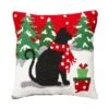 Glitzhome® Hooked Christmas Cat Throw Pillow -Northlight Shop D479540S 1