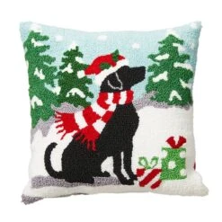 Glitzhome® Hooked Christmas Dog Throw Pillow -Northlight Shop D479541S 1 1