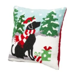 Glitzhome® Hooked Christmas Dog Throw Pillow -Northlight Shop D479541S 3