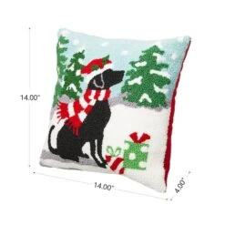 Glitzhome® Hooked Christmas Dog Throw Pillow -Northlight Shop D479541S 4