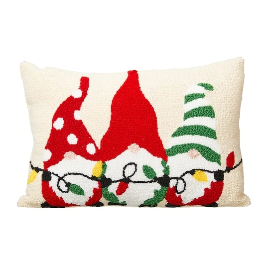 Glitzhome® Hooked Christmas Gnomes Throw Pillow 4 Glitzhome® Hooked Christmas Gnomes Throw Pillow - Image 2
