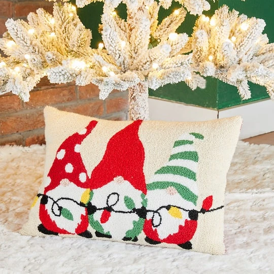 Glitzhome® Hooked Christmas Gnomes Throw Pillow 5 Glitzhome® Hooked Christmas Gnomes Throw Pillow - Image 3