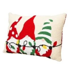 Glitzhome® Hooked Christmas Gnomes Throw Pillow 16 Glitzhome® Hooked Christmas Gnomes Throw Pillow -Northlight Shop D479542S 5
