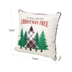 Glitzhome® Farm Fresh Heavy Cotton Christmas Tree Throw Pillow -Northlight Shop D479543S 4