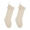 Glitzhome® 24" White Knitted Polyester Christmas Stocking With Pom Pom, 2ct. 1 Glitzhome® 24" White Knitted Polyester Christmas Stocking With Pom Pom, 2ct. -Northlight Shop D479601S 1