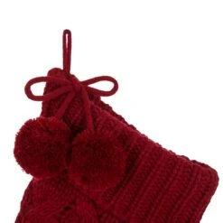 Glitzhome® 24" Red Knitted Polyester Christmas Stocking With Pom Pom, 2ct. -Northlight Shop D479603S 4