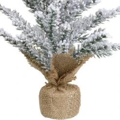 Northlight 12" Unlit Flocked Mini Pine Artificial Christmas Tree With Jute Base 7 Northlight 12" Unlit Flocked Mini Pine Artificial Christmas Tree With Jute Base -Northlight Shop D489954S 2