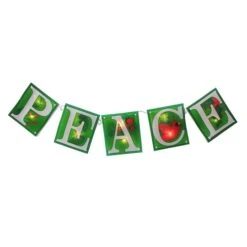 Impact 4.5ft. Shimmering Green Lighted Peace Garland -Northlight Shop D491001S 11