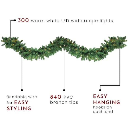 Northlight 27ft. Pre-Lit LED Artificial Olympia Pine Garland 6 Northlight 27ft. Pre-Lit LED Artificial Olympia Pine Garland - Image 4