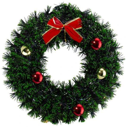Northlight 17" Green Tinsel Artificial Christmas Wreath With Bow 4 Northlight 17" Green Tinsel Artificial Christmas Wreath With Bow - Image 2