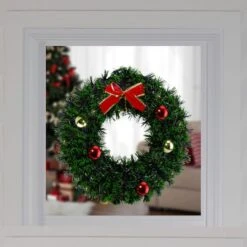 Northlight 17" Green Tinsel Artificial Christmas Wreath With Bow 9 Northlight 17" Green Tinsel Artificial Christmas Wreath With Bow -Northlight Shop D491022S 2