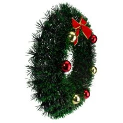 Northlight 17" Green Tinsel Artificial Christmas Wreath With Bow 11 Northlight 17" Green Tinsel Artificial Christmas Wreath With Bow -Northlight Shop D491022S 4