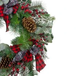 Northlight 24" Flocked Dual Plaid And Berries Artificial Wreath -Northlight Shop D491026S 4