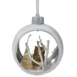 Northlight Silver And White Matte Cutout Owl Ball Ornament -Northlight Shop D491049S 3