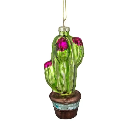 Northlight Green And Pink Potted Cactus Glass Ornament 8 Northlight Green And Pink Potted Cactus Glass Ornament - Image 6