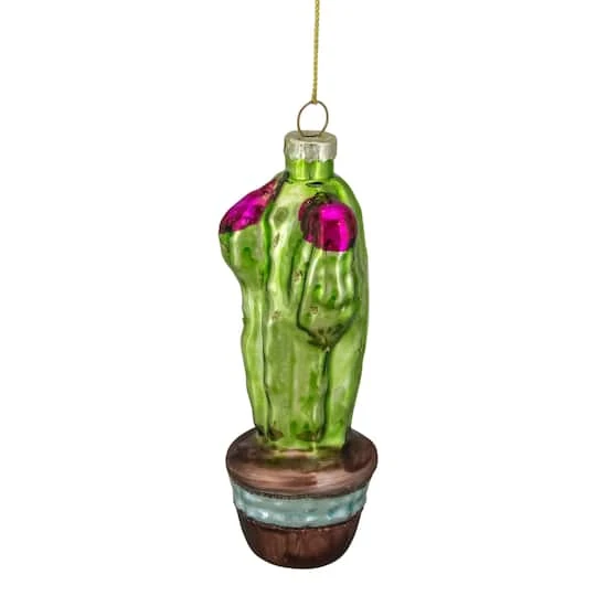 Northlight Green And Pink Potted Cactus Glass Ornament 10 Northlight Green And Pink Potted Cactus Glass Ornament - Image 8