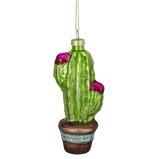 Northlight Green And Pink Potted Cactus Glass Ornament 7 Northlight Green And Pink Potted Cactus Glass Ornament - Image 5