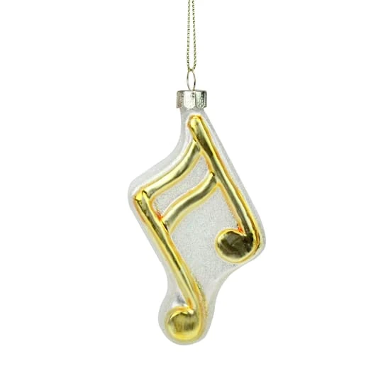 Northlight Gold & White Eighth Note Music Symbol Glass Ornament 3 Northlight Gold & White Eighth Note Music Symbol Glass Ornament